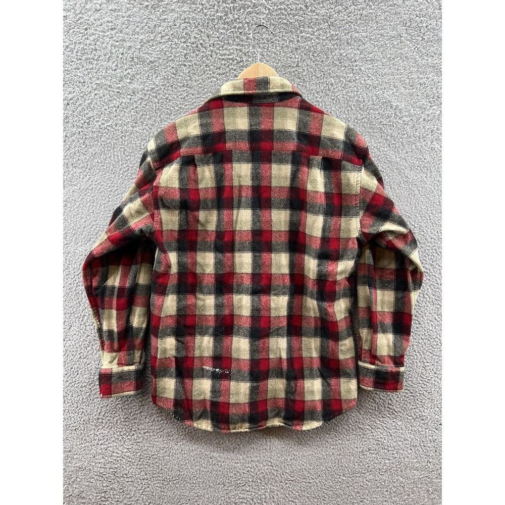 Pendleton Red Plaid Wool Button Up With Suede Elb… - image 2